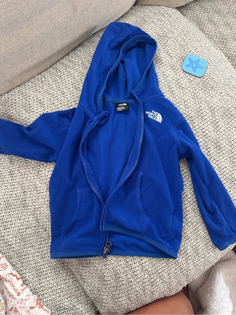 The North Face infant' Blue Hooded Fleece Jacket